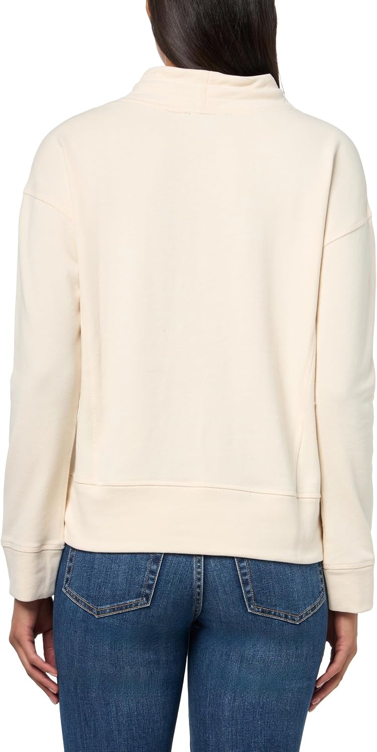 image:imageNautica Womens Long Sleeve Mock Neck Pullover SweatshirtWhite Swan
