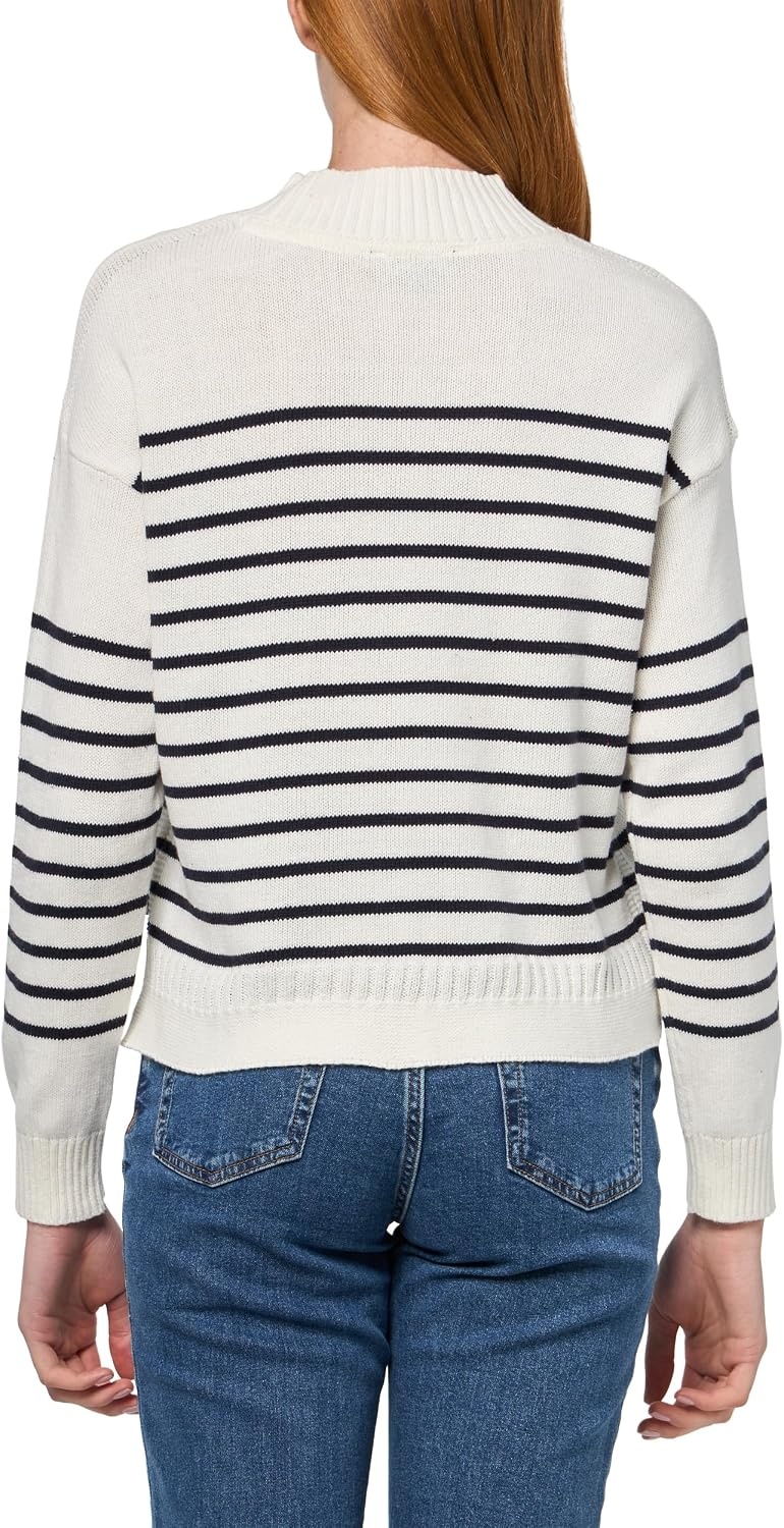 image:imageNautica Womens Long Sleeve Pullover Mockneck SweaterIvoryNight Sky