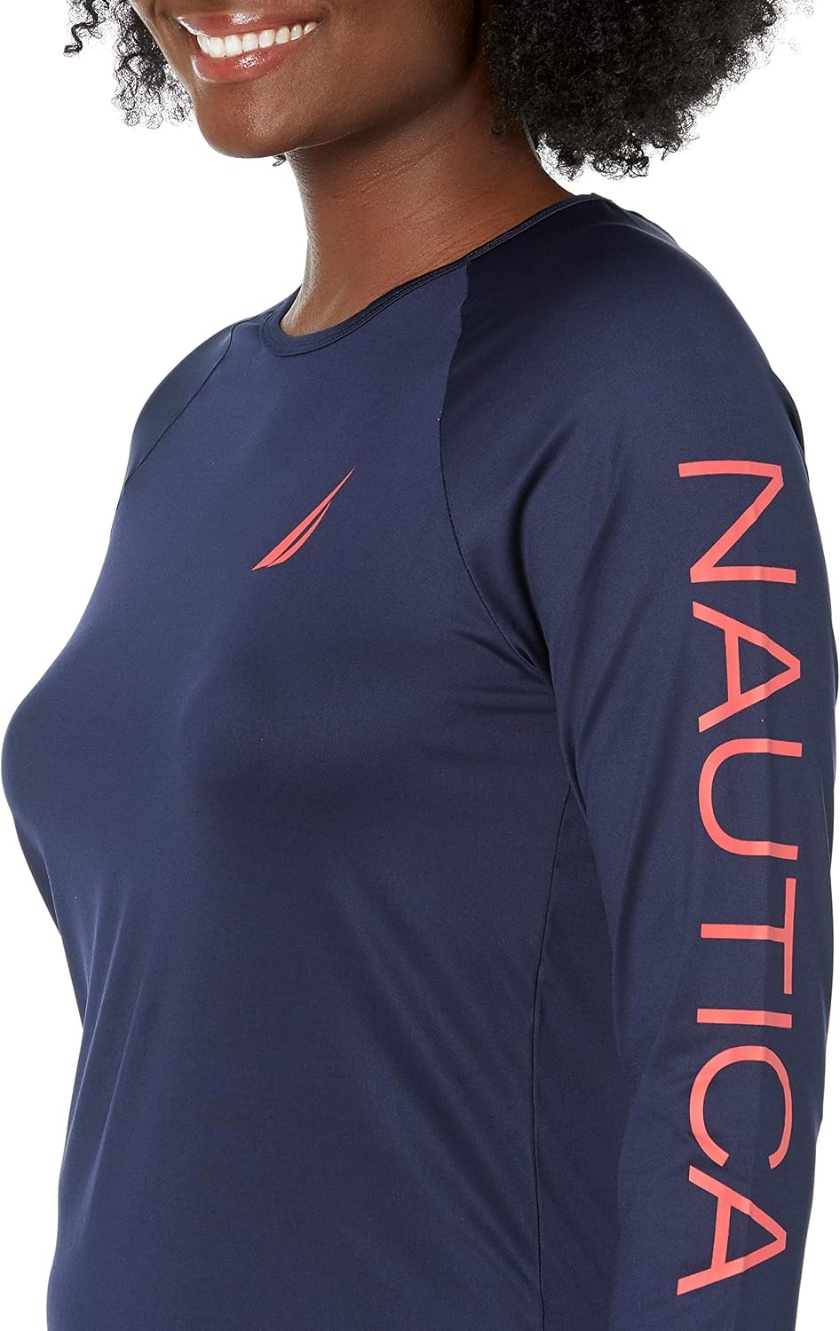 image:imageNautica Womens Long Sleeve Rashguard QuickDry UPF Protection Swim Shirt Pool Beach Hiking Yoga VolleyballDeep Sea