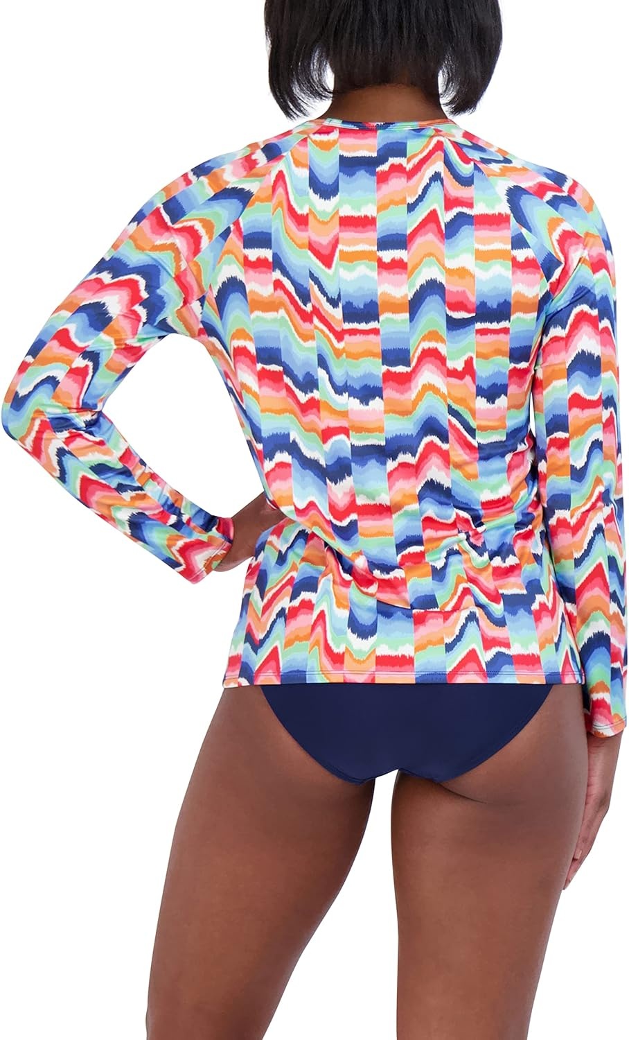 image:imageNautica Womens Long Sleeve Rashguard QuickDry UPF Protection Swim Shirt Pool Beach Hiking Yoga VolleyballRainbow