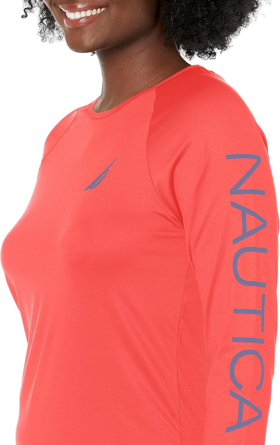 image:imageNautica Womens Long Sleeve Rashguard QuickDry UPF Protection Swim Shirt Pool Beach Hiking Yoga VolleyballRed