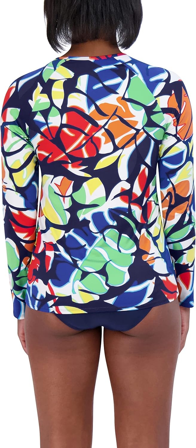 image:imageNautica Womens Long Sleeve Rashguard QuickDry UPF Protection Swim Shirt Pool Beach Hiking Yoga VolleyballTrade Wind