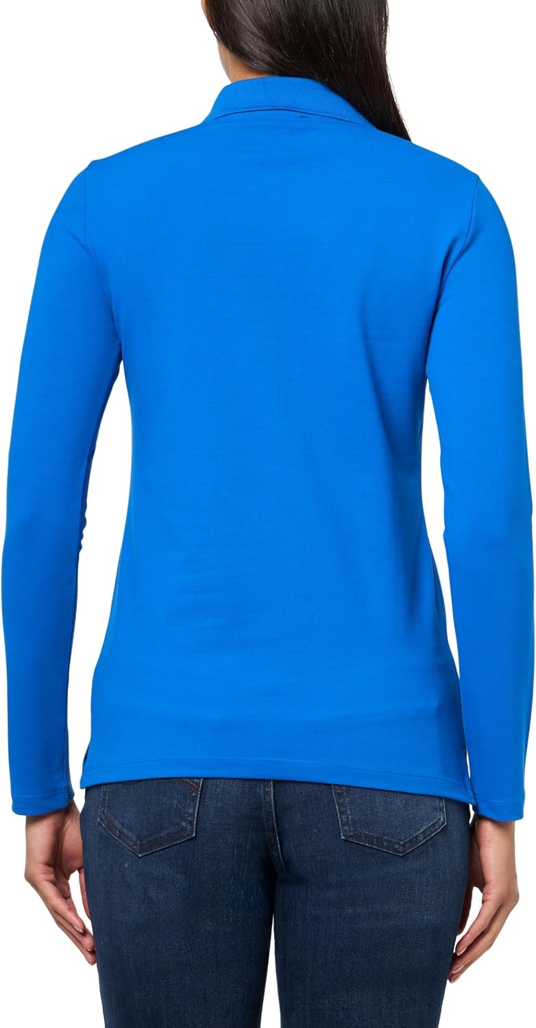 image:imageNautica Womens Long Sleeve Solid Collared Polo ShirtCerulean
