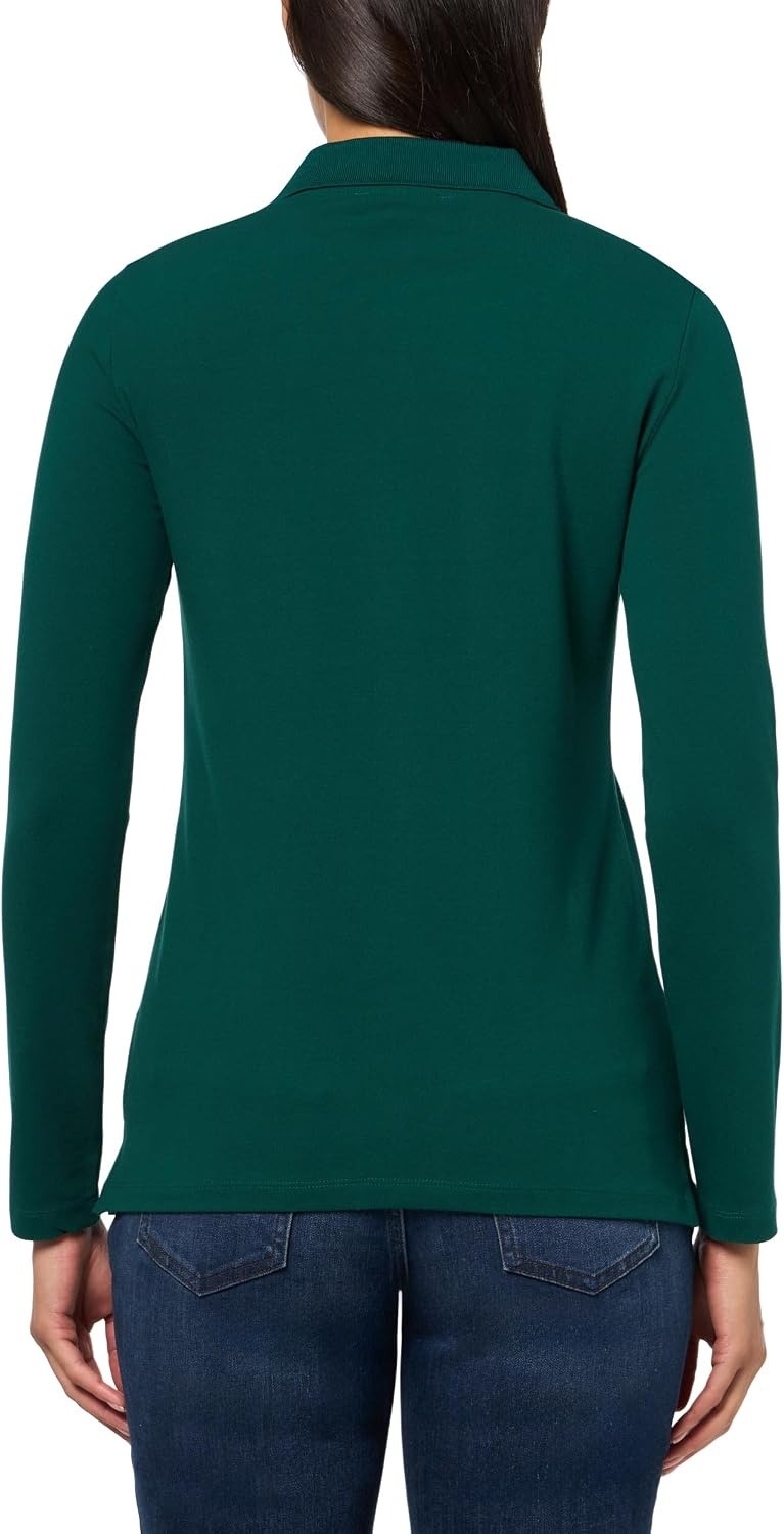 image:imageNautica Womens Long Sleeve Solid Collared Polo ShirtForest