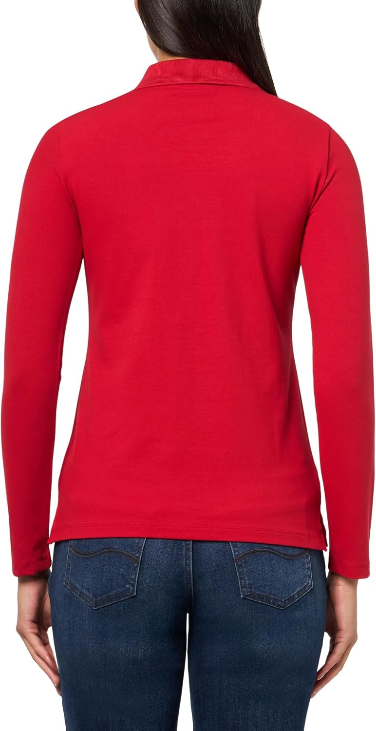 image:imageNautica Womens Long Sleeve Solid Collared Polo ShirtSamba