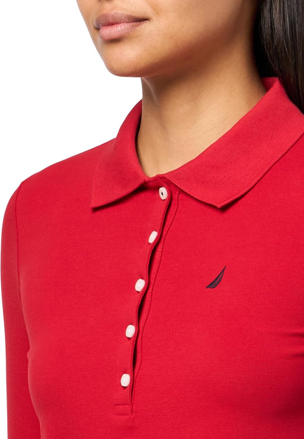 image:imageNautica Womens Long Sleeve Solid Collared Polo ShirtSamba