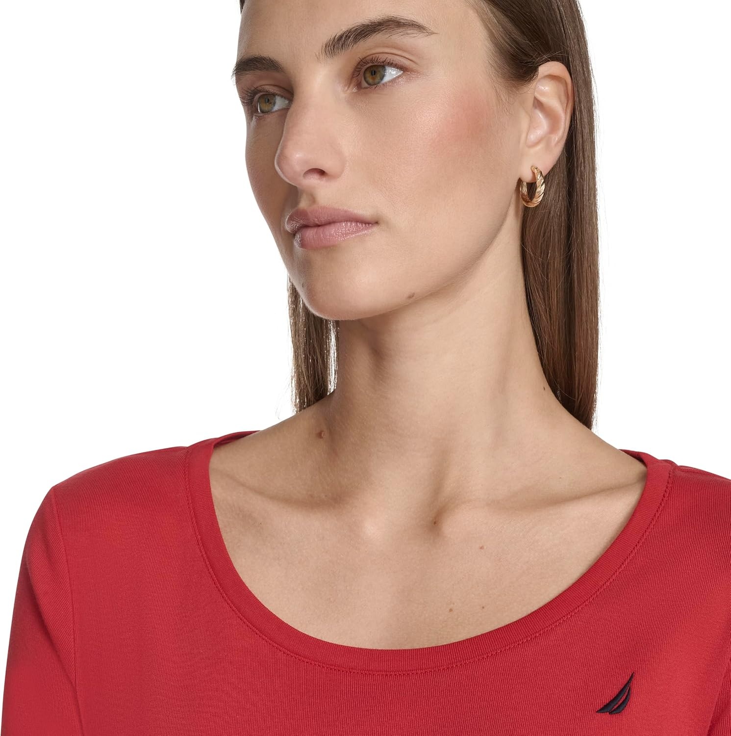 image:imageNautica Womens Long Sleeve Solid Scoop Neck Cotton TShirtSamba