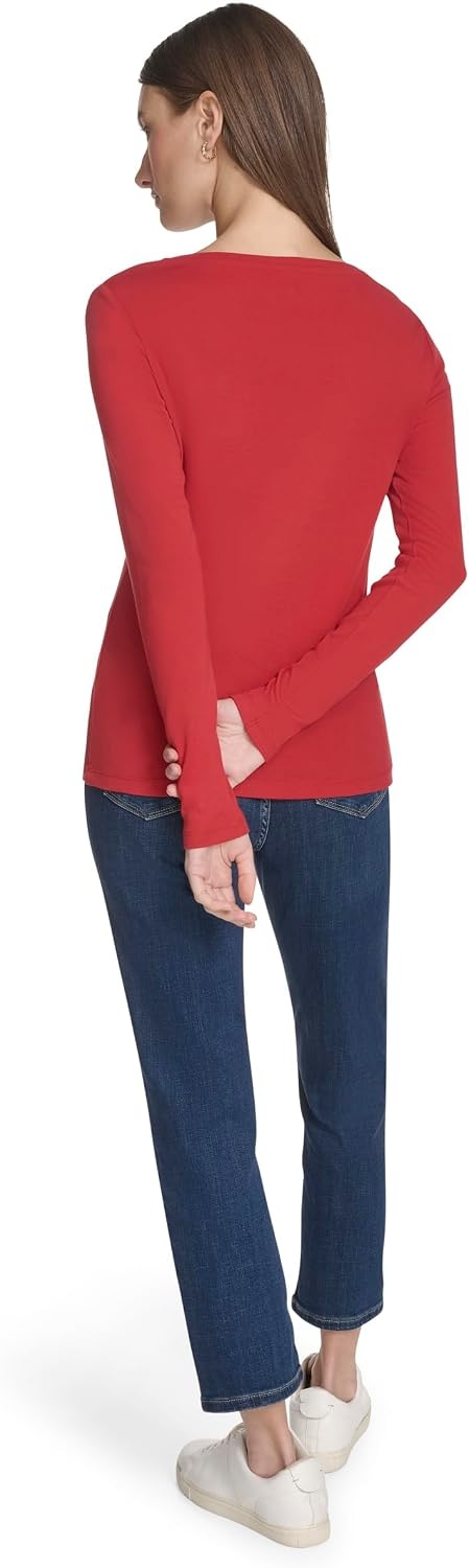 image:imageNautica Womens Long Sleeve Solid Scoop Neck Cotton TShirtSamba