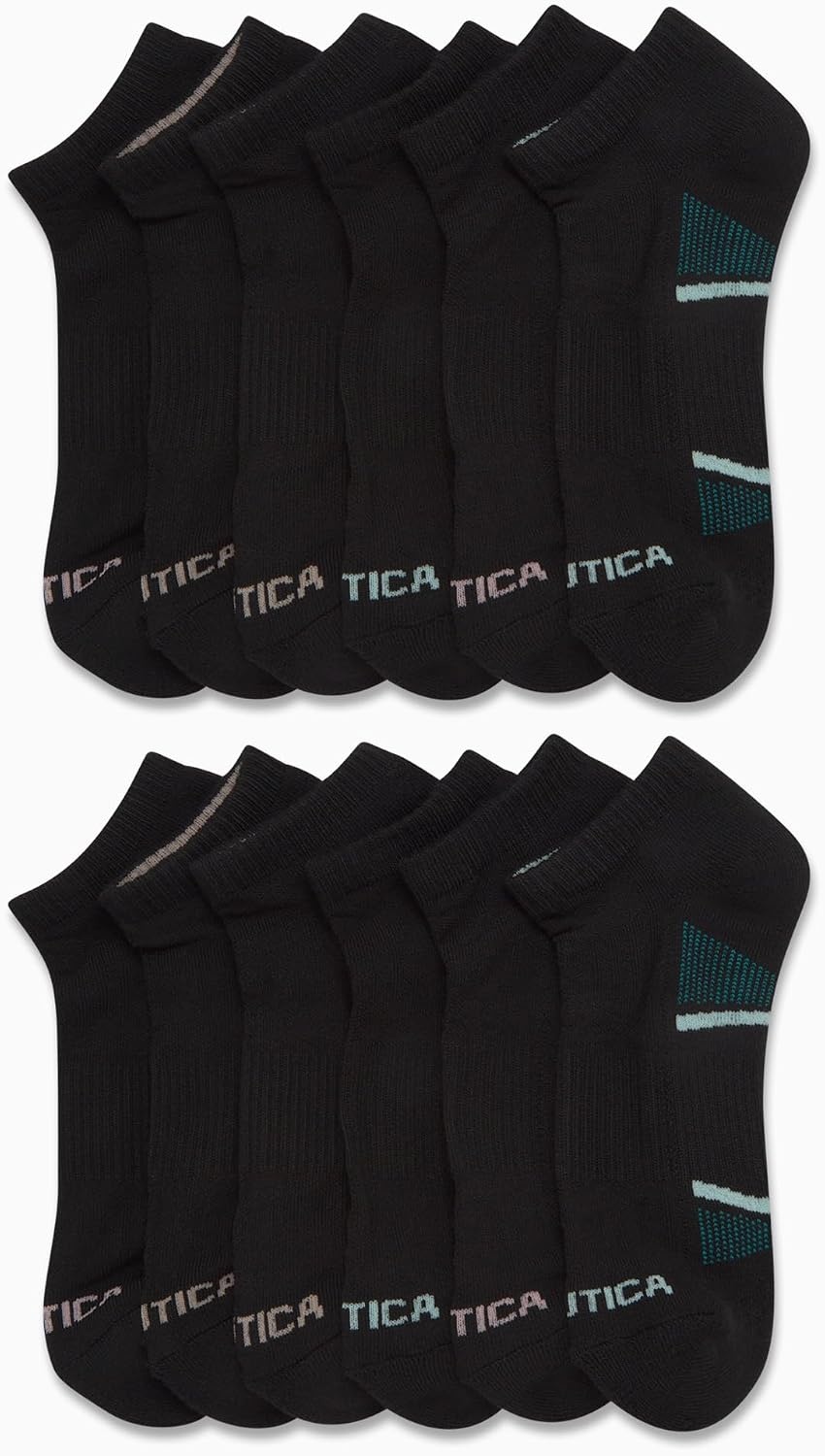 image:imageNautica Womens Low Cut Socks 12 Pack Breathable Mesh Cushioned Athletic Performance No Show Socks for WomenBlack