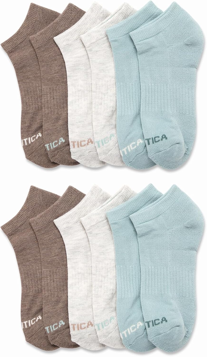 image:imageNautica Womens Low Cut Socks 12 Pack Breathable Mesh Cushioned Athletic Performance No Show Socks for WomenGreen Assorted