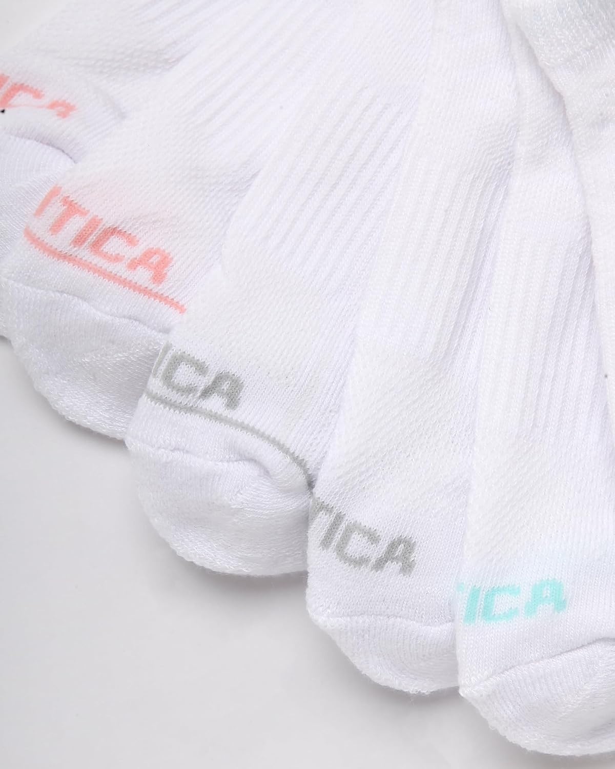 image:imageNautica Womens Low Cut Socks 12 Pack Breathable Mesh Cushioned Athletic Performance No Show Socks for WomenWhite Logo