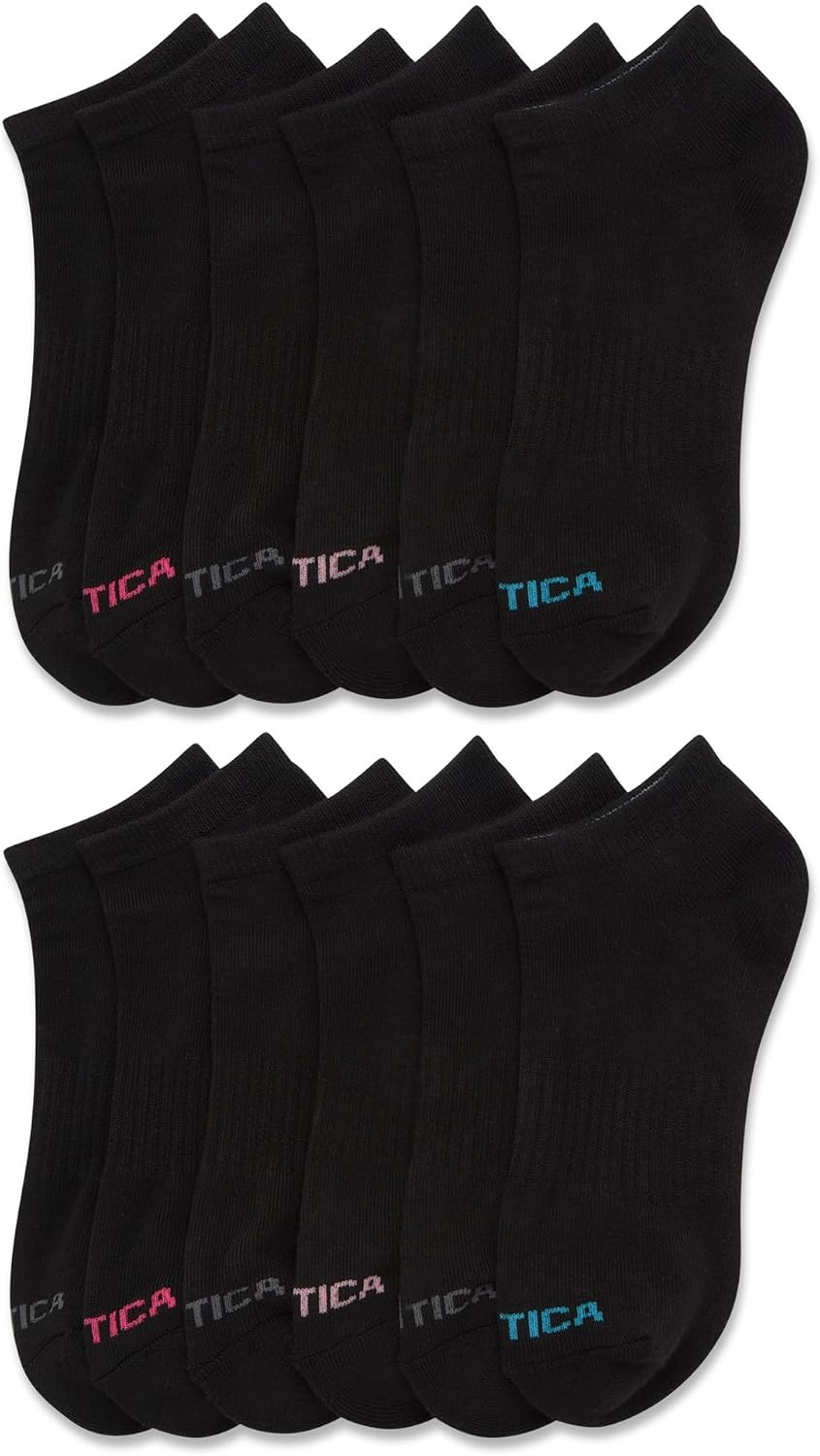 image:imageNautica Womens Low Cut Socks 12 Pack Moisture Wicking Cushioned Athletic No Show Socks for WomenArgyle Black