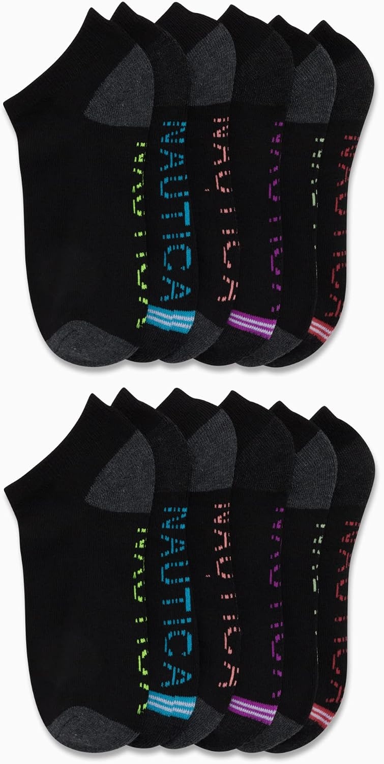 image:imageNautica Womens Low Cut Socks 12 Pack Moisture Wicking Cushioned Athletic No Show Socks for WomenBlack