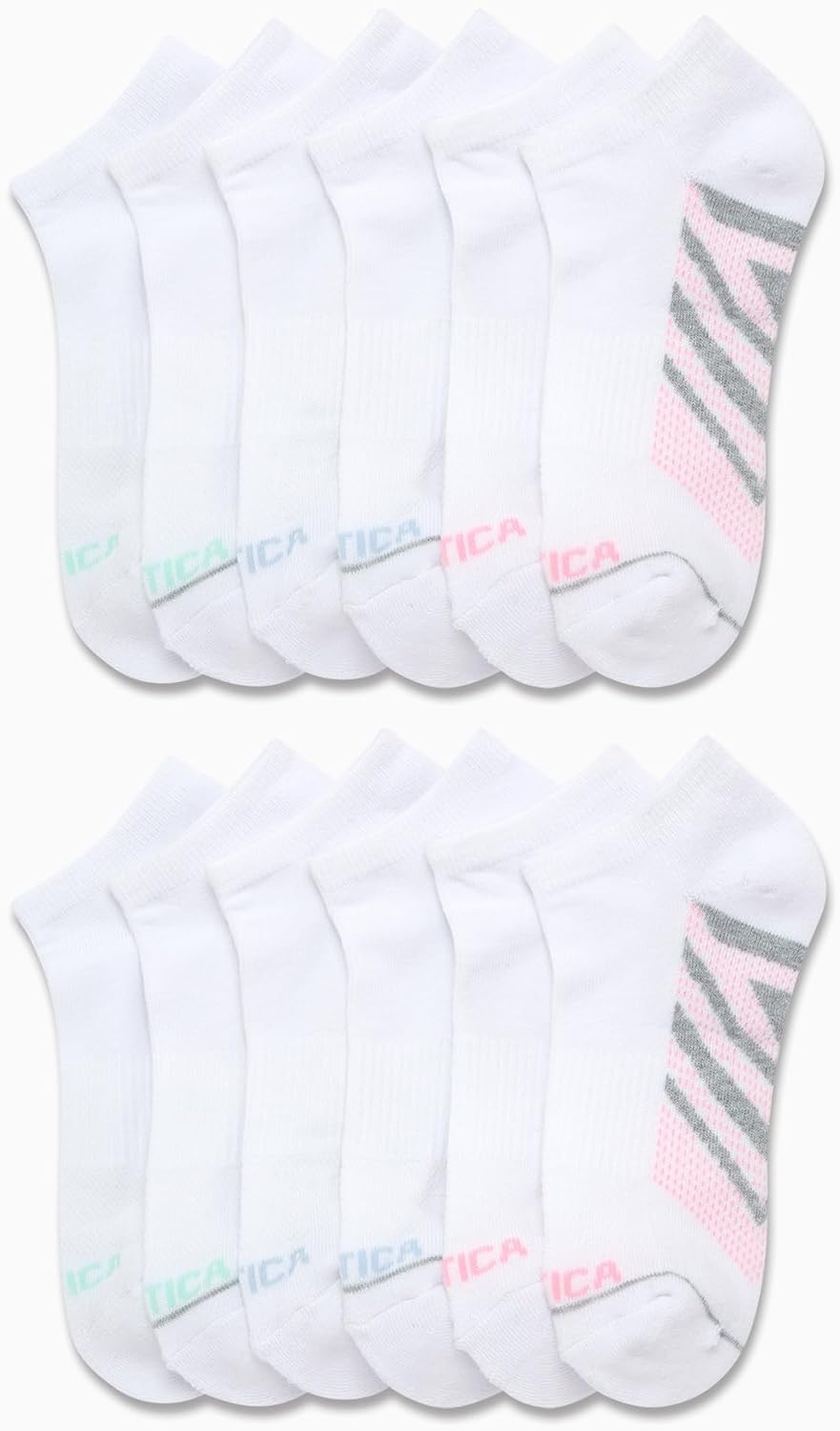 image:imageNautica Womens Low Cut Socks 12 Pack Moisture Wicking Cushioned Athletic No Show Socks for WomenClassic White