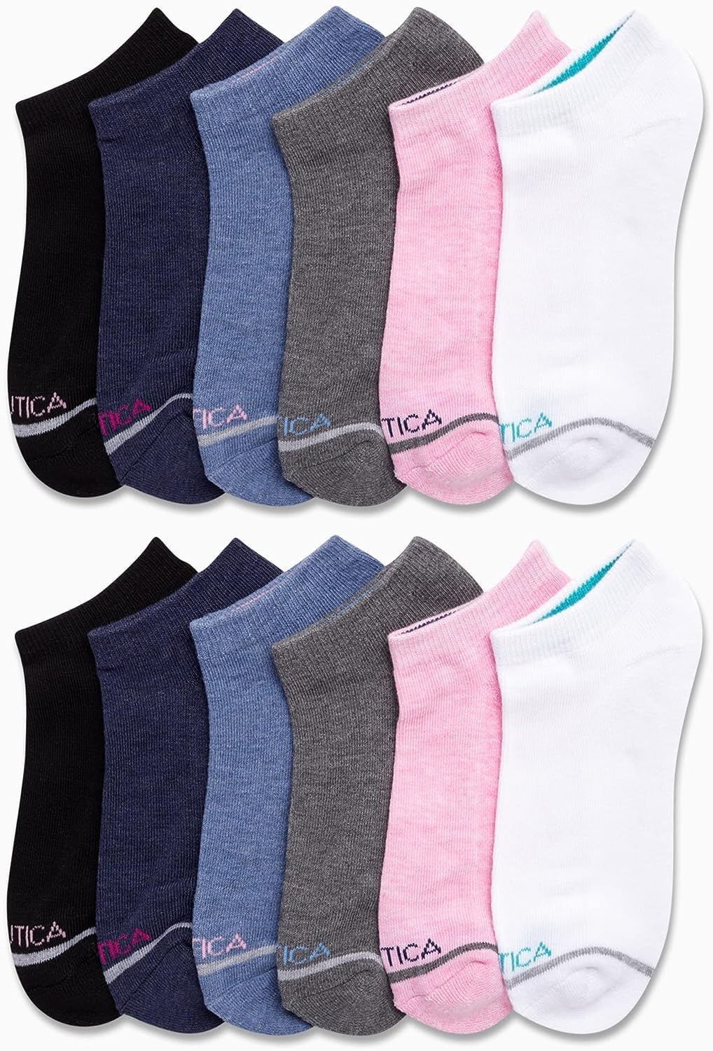 image:imageNautica Womens Low Cut Socks 12 Pack Moisture Wicking Cushioned Athletic No Show Socks for WomenPink Assorted