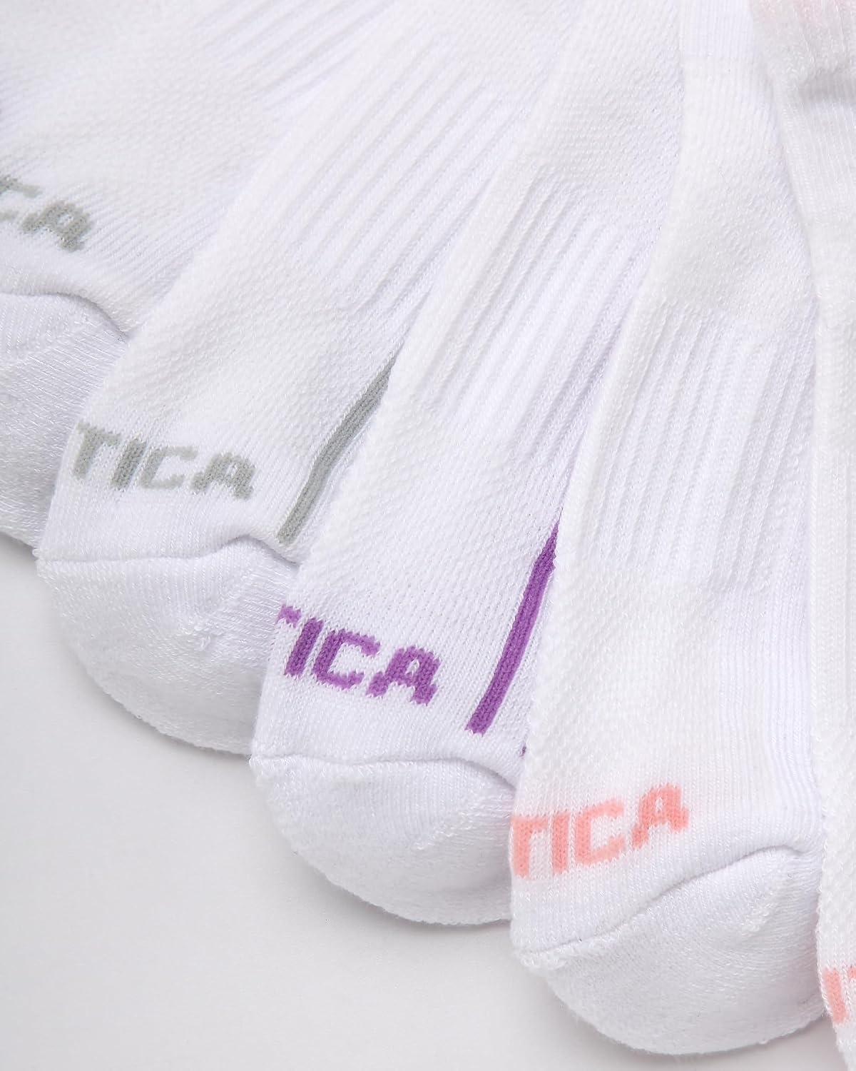 image:imageNautica Womens Low Cut Socks 12 Pack Moisture Wicking Cushioned Athletic No Show Socks for WomenWhite Stripe