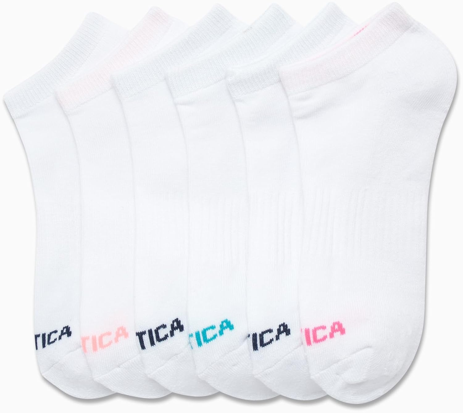 image:imageNautica Womens Low Cut Socks 6 Pack Breathable Mesh Cushioned Athletic Performance No Show Socks for WomenAll White