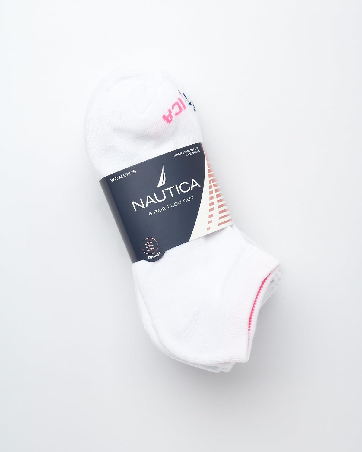 image:imageNautica Womens Low Cut Socks 6 Pack Breathable Mesh Cushioned Athletic Performance No Show Socks for WomenAll White