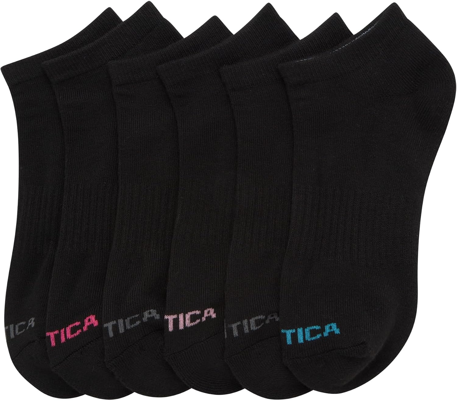 image:imageNautica Womens Low Cut Socks 6 Pack Breathable Mesh Cushioned Athletic Performance No Show Socks for WomenArgyle Black