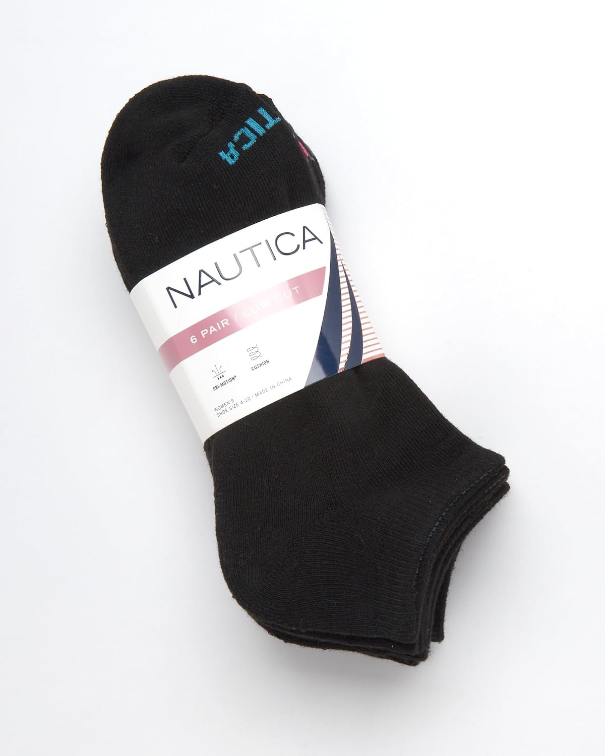 image:imageNautica Womens Low Cut Socks 6 Pack Breathable Mesh Cushioned Athletic Performance No Show Socks for WomenArgyle Black