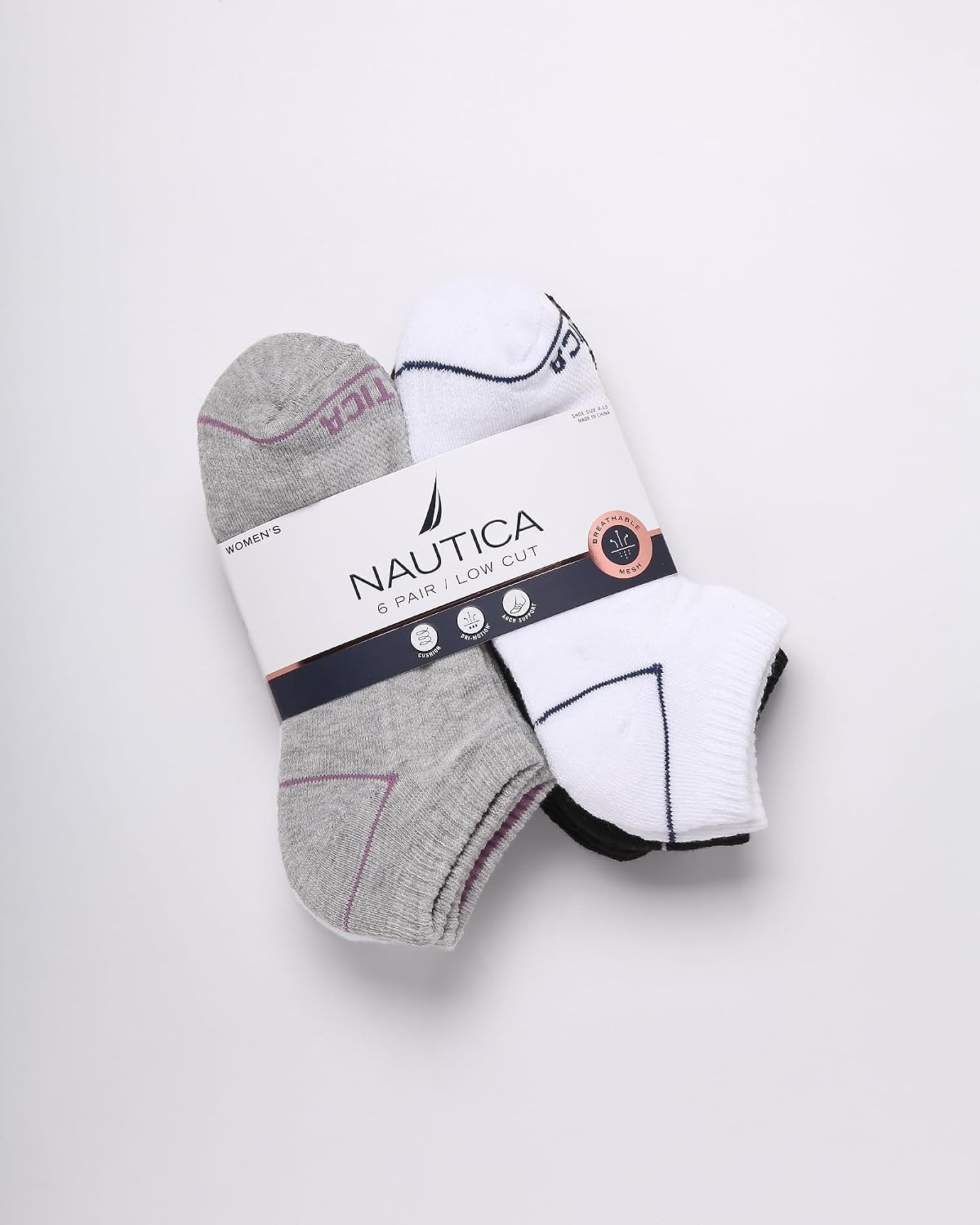 image:imageNautica Womens Low Cut Socks 6 Pack Breathable Mesh Cushioned Athletic Performance No Show Socks for WomenAssorted