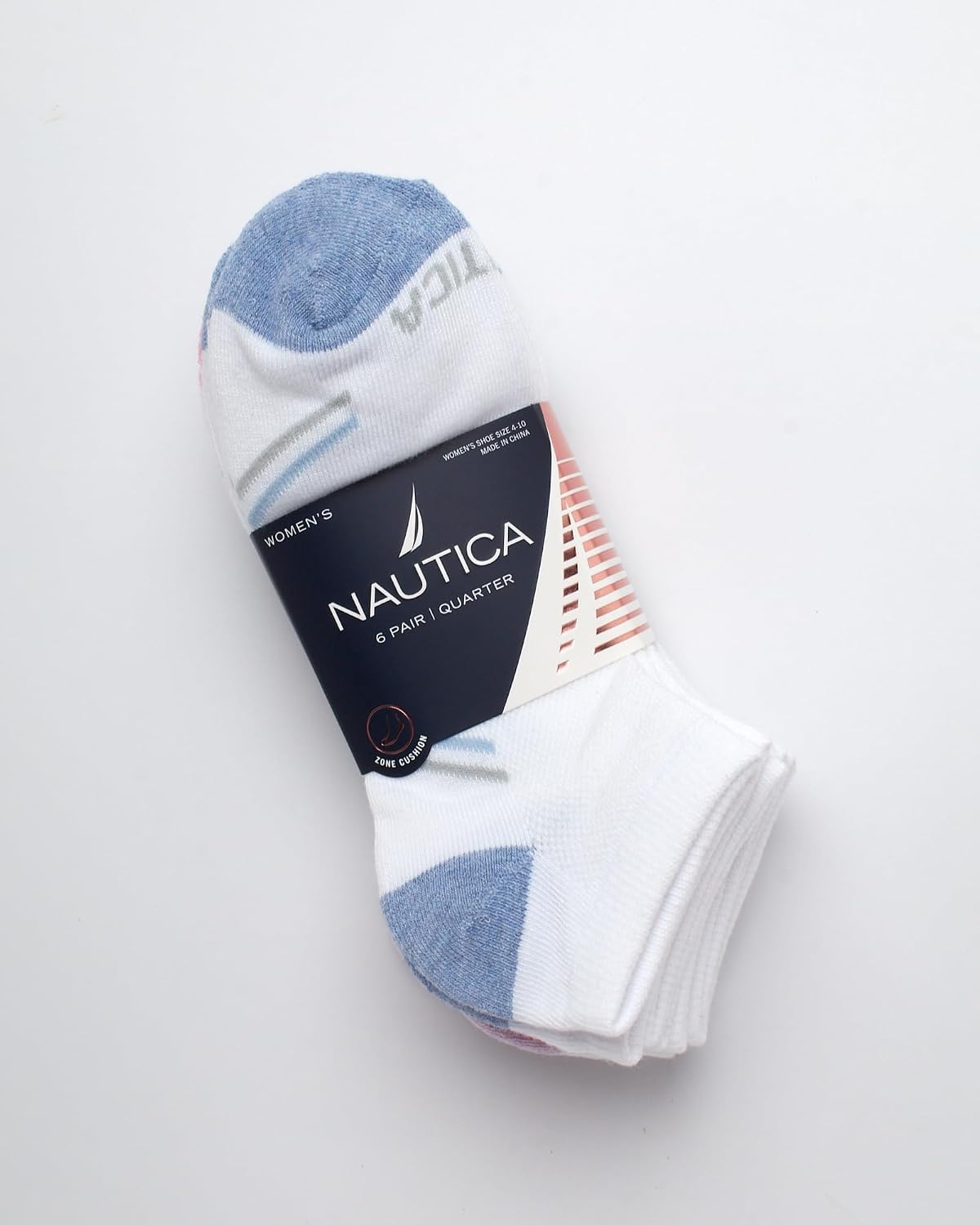 image:imageNautica Womens Low Cut Socks 6 Pack Breathable Mesh Cushioned Athletic Performance No Show Socks for WomenBasic White