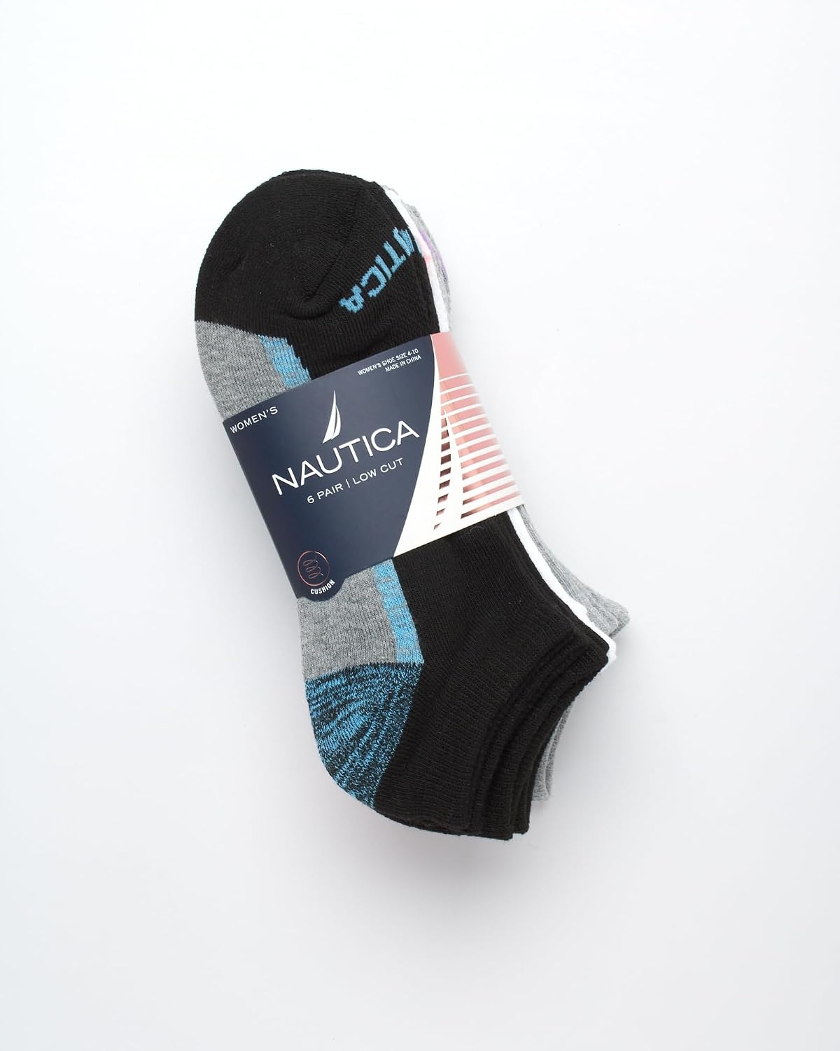 image:imageNautica Womens Low Cut Socks 6 Pack Breathable Mesh Cushioned Athletic Performance No Show Socks for WomenBlack Assortment