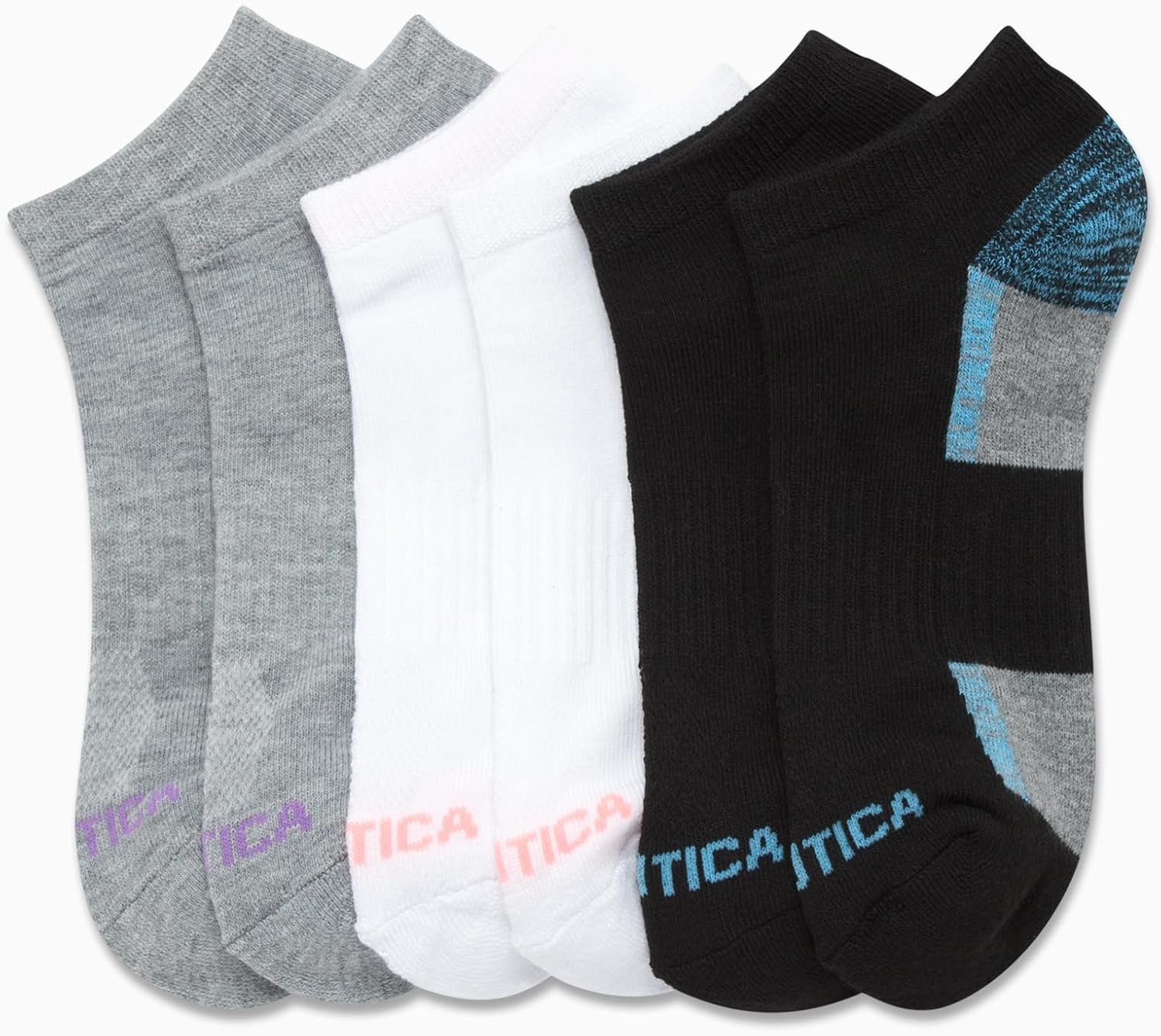 image:imageNautica Womens Low Cut Socks 6 Pack Breathable Mesh Cushioned Athletic Performance No Show Socks for WomenBlack Assortment