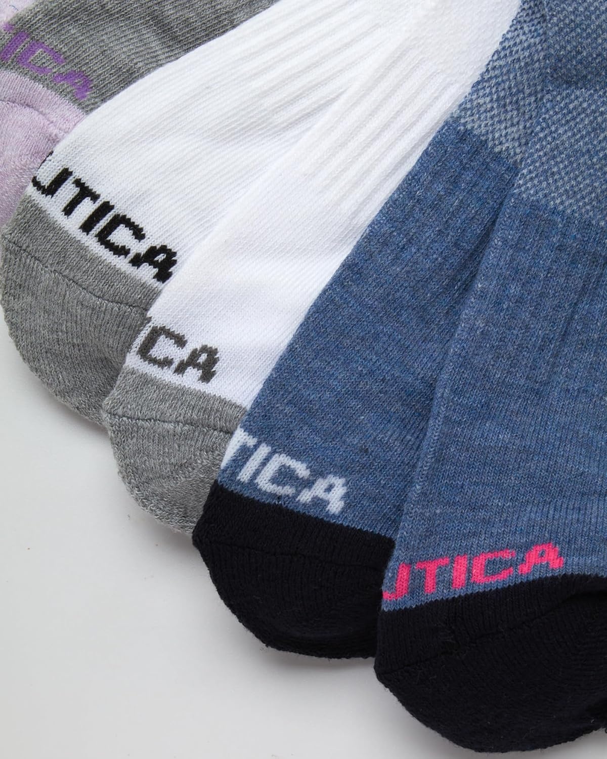 image:imageNautica Womens Low Cut Socks 6 Pack Breathable Mesh Cushioned Athletic Performance No Show Socks for WomenBlueWhiteGrey