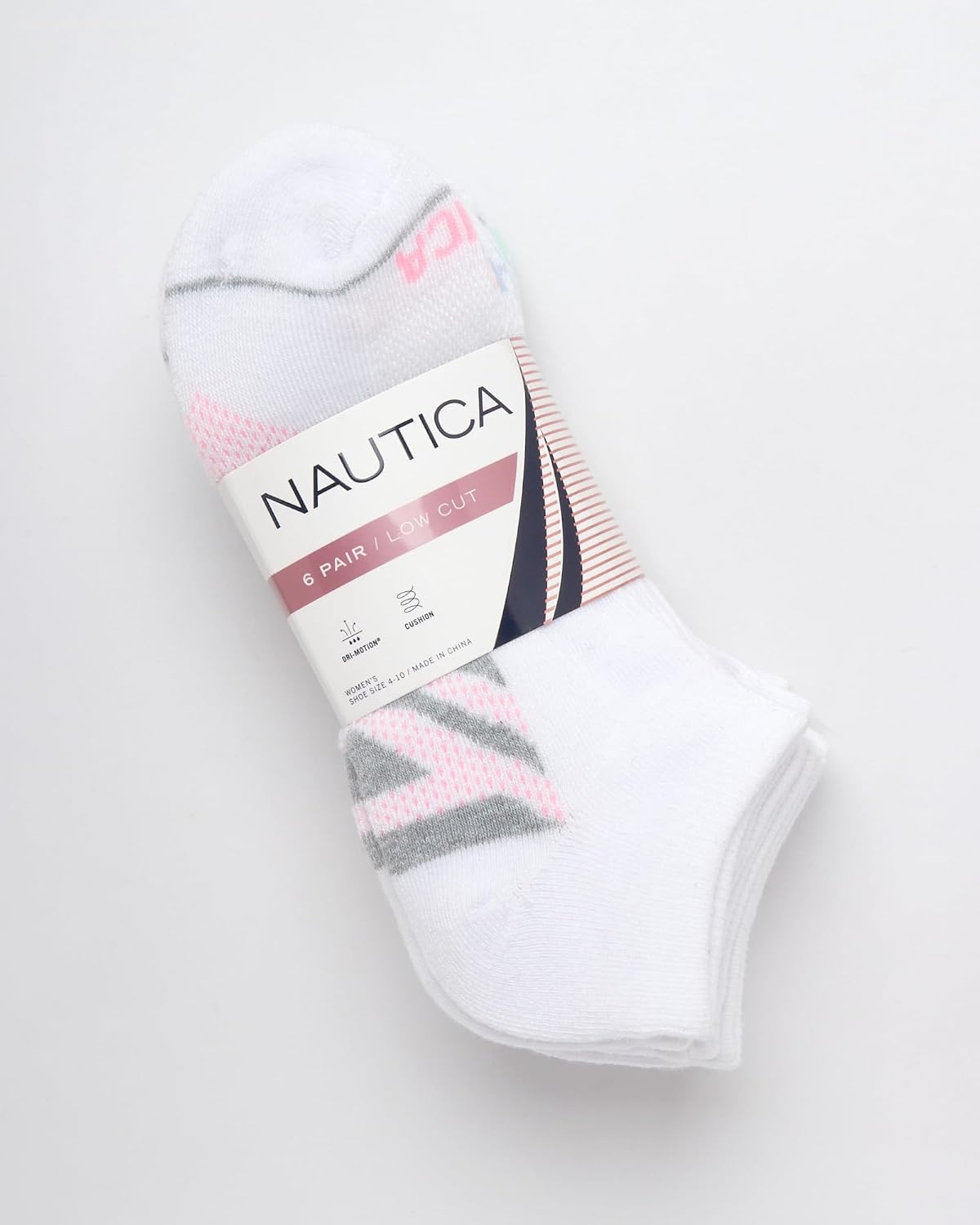 image:imageNautica Womens Low Cut Socks 6 Pack Breathable Mesh Cushioned Athletic Performance No Show Socks for WomenClassic White