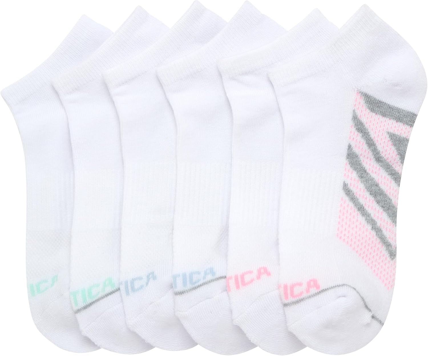 image:imageNautica Womens Low Cut Socks 6 Pack Breathable Mesh Cushioned Athletic Performance No Show Socks for WomenClassic White