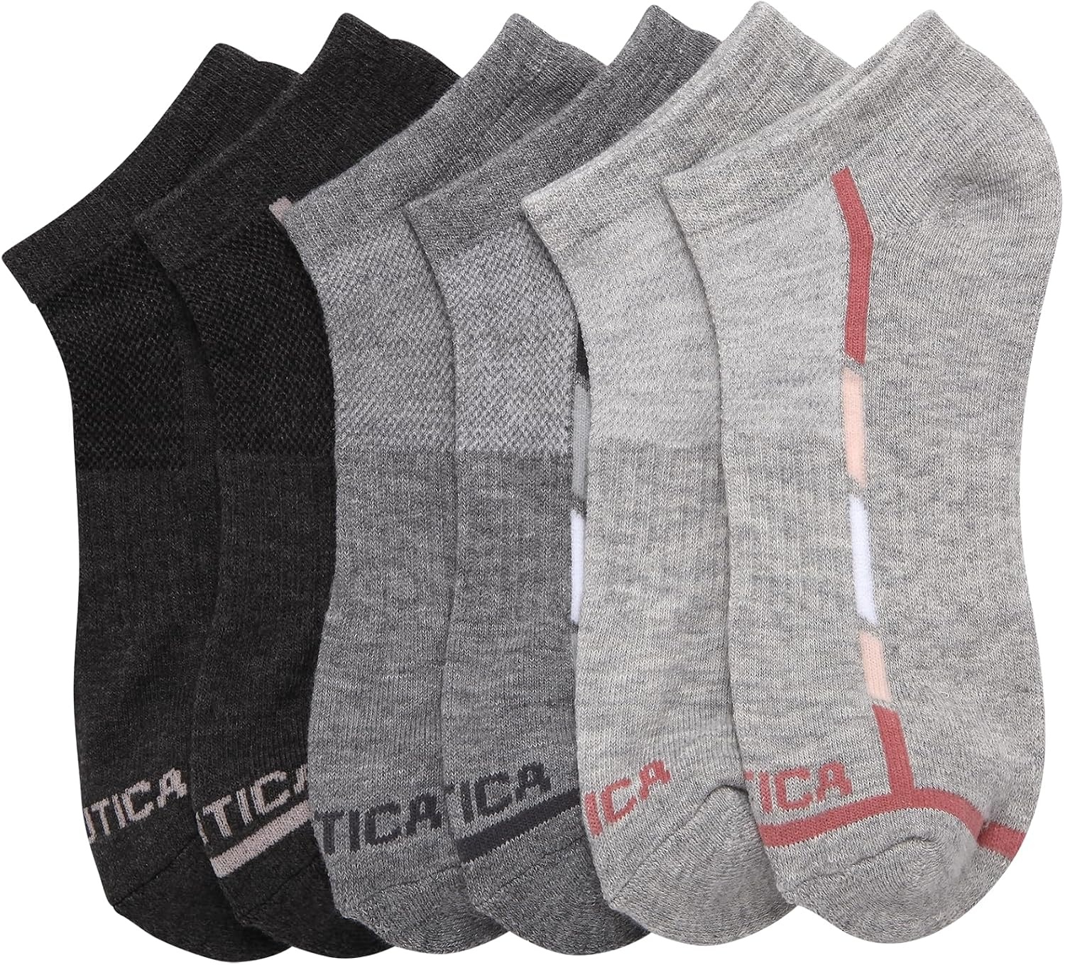image:imageNautica Womens Low Cut Socks 6 Pack Breathable Mesh Cushioned Athletic Performance No Show Socks for WomenGrey Assorted