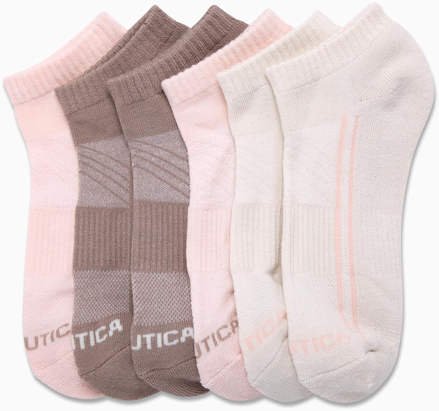 image:imageNautica Womens Low Cut Socks 6 Pack Breathable Mesh Cushioned Athletic Performance No Show Socks for WomenTan Assorted