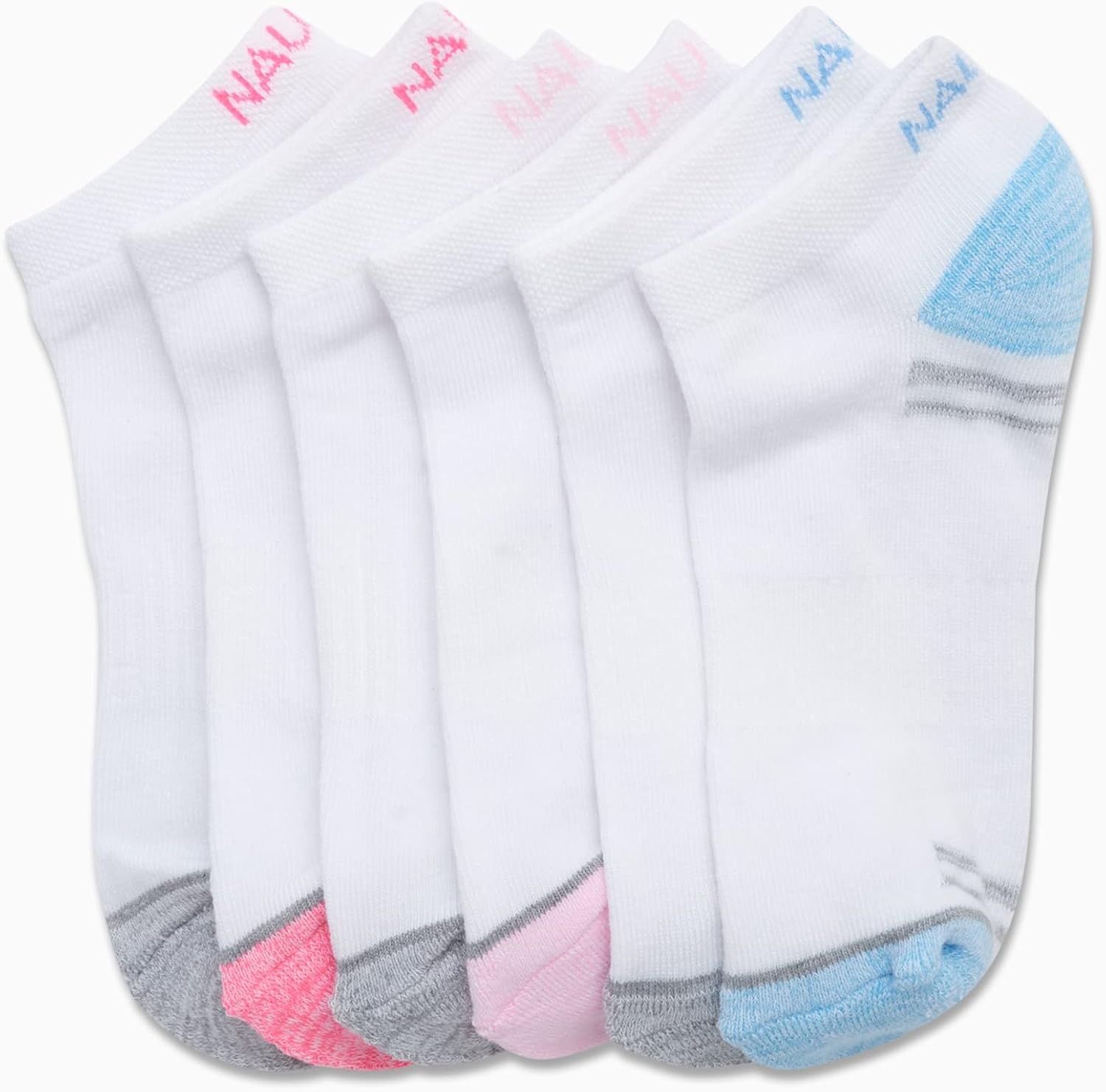 image:imageNautica Womens Low Cut Socks 6 Pack Breathable Mesh Cushioned Athletic Performance No Show Socks for WomenWhitePink