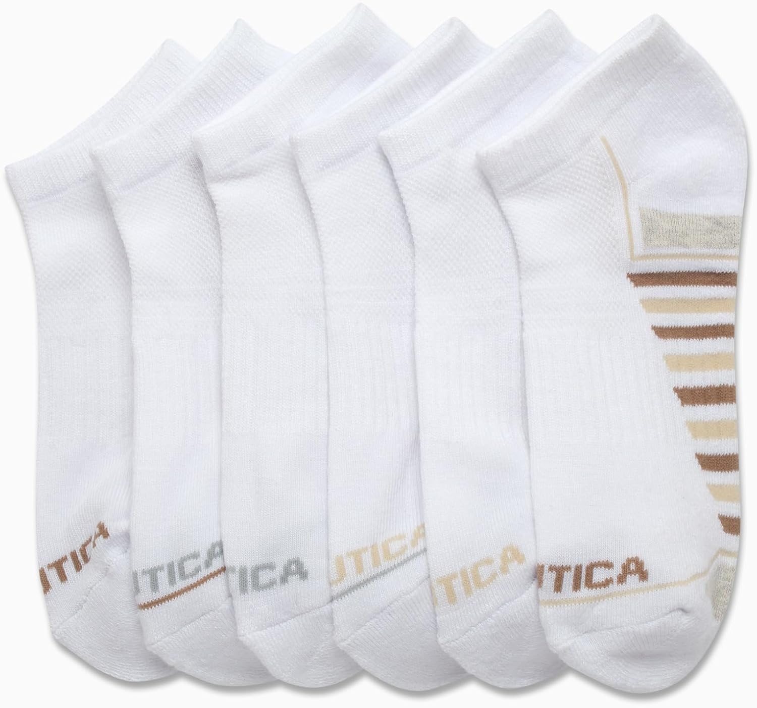 image:imageNautica Womens Low Cut Socks 6 Pack Soft Stretch Breathable Mesh Cushioned Athletic Performance No Show Socks for WomenAll White