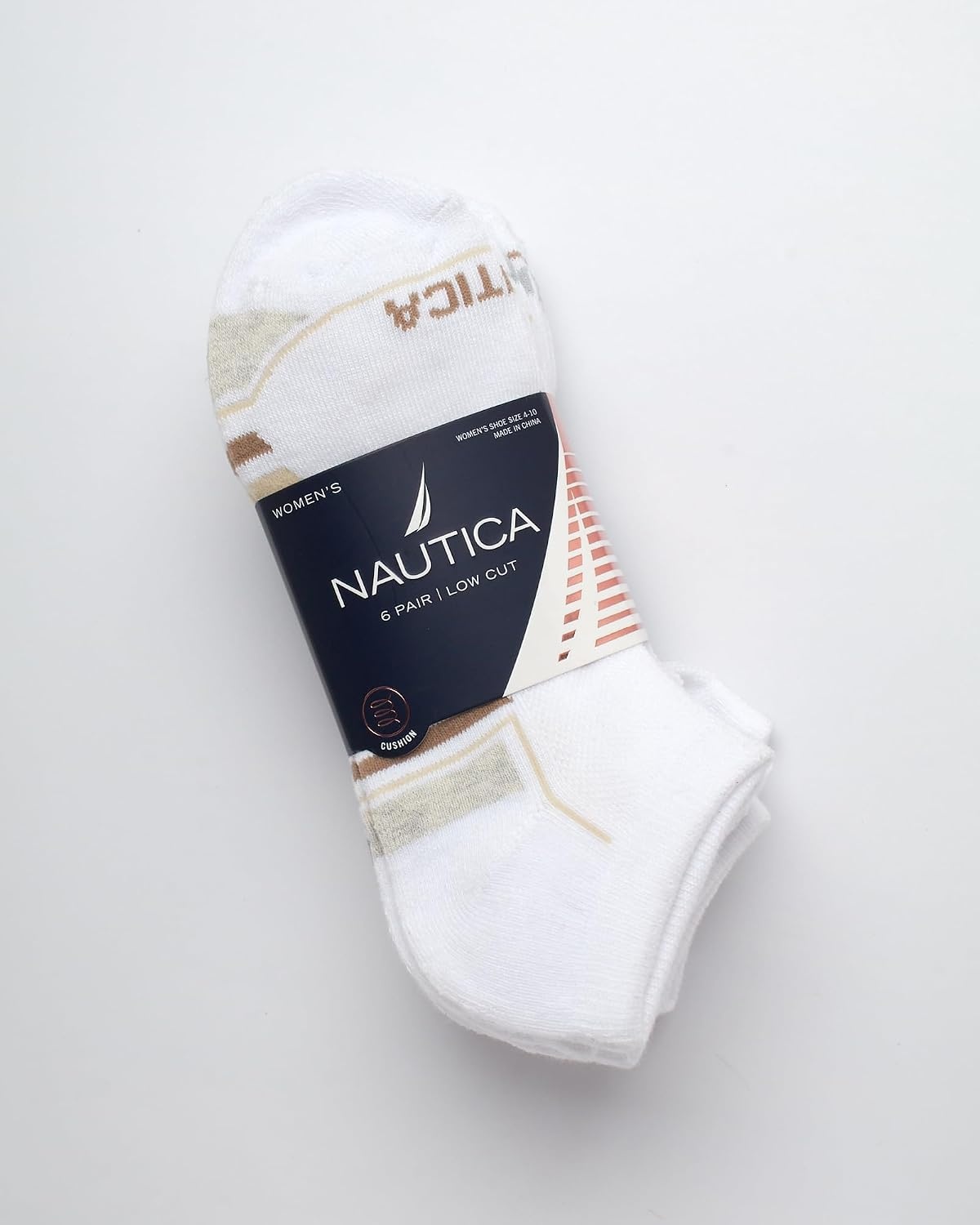 image:imageNautica Womens Low Cut Socks 6 Pack Soft Stretch Breathable Mesh Cushioned Athletic Performance No Show Socks for WomenAll White