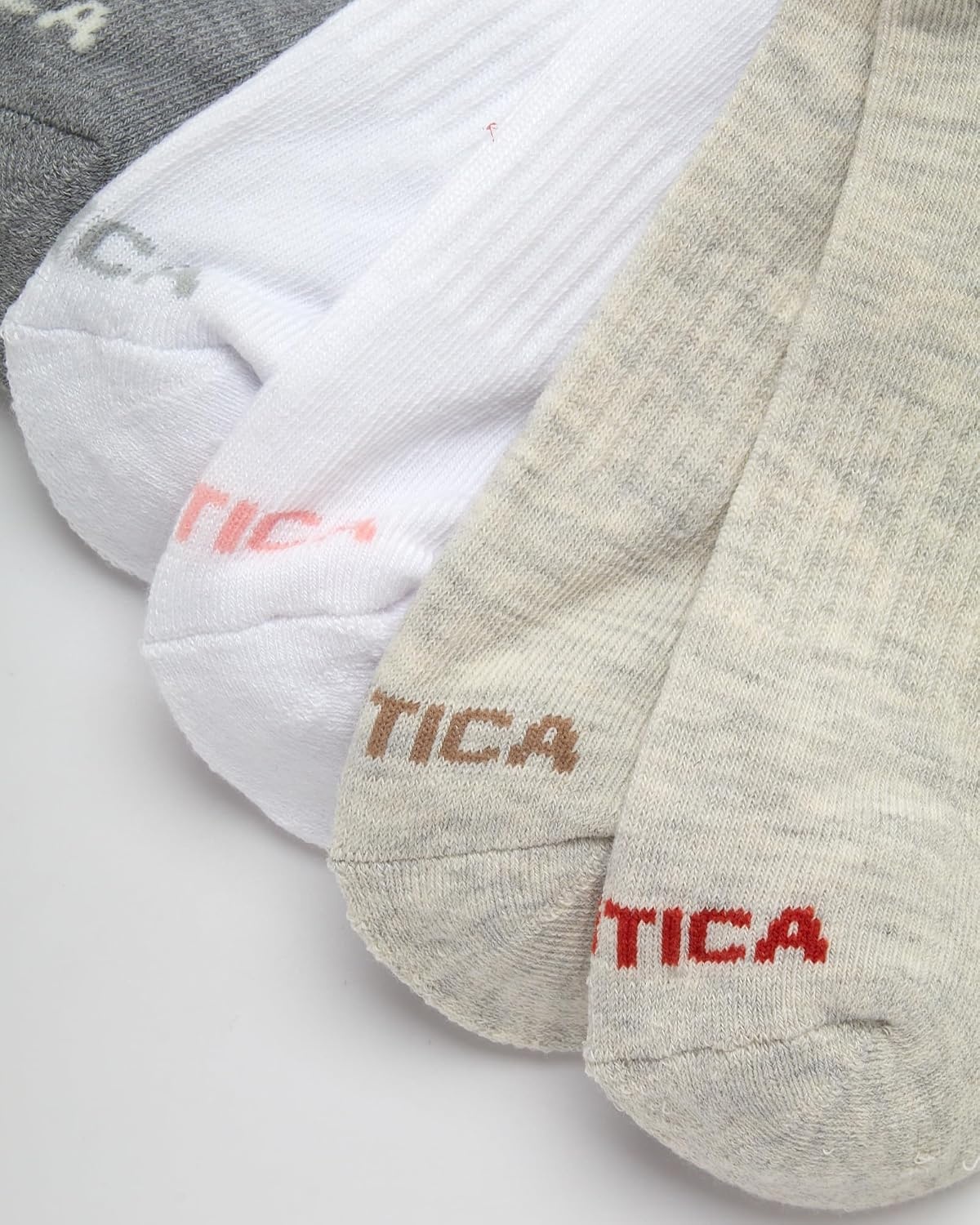 image:imageNautica Womens Low Cut Socks 6 Pack Soft Stretch Breathable Mesh Cushioned Athletic Performance No Show Socks for WomenBeigeWhiteGrey