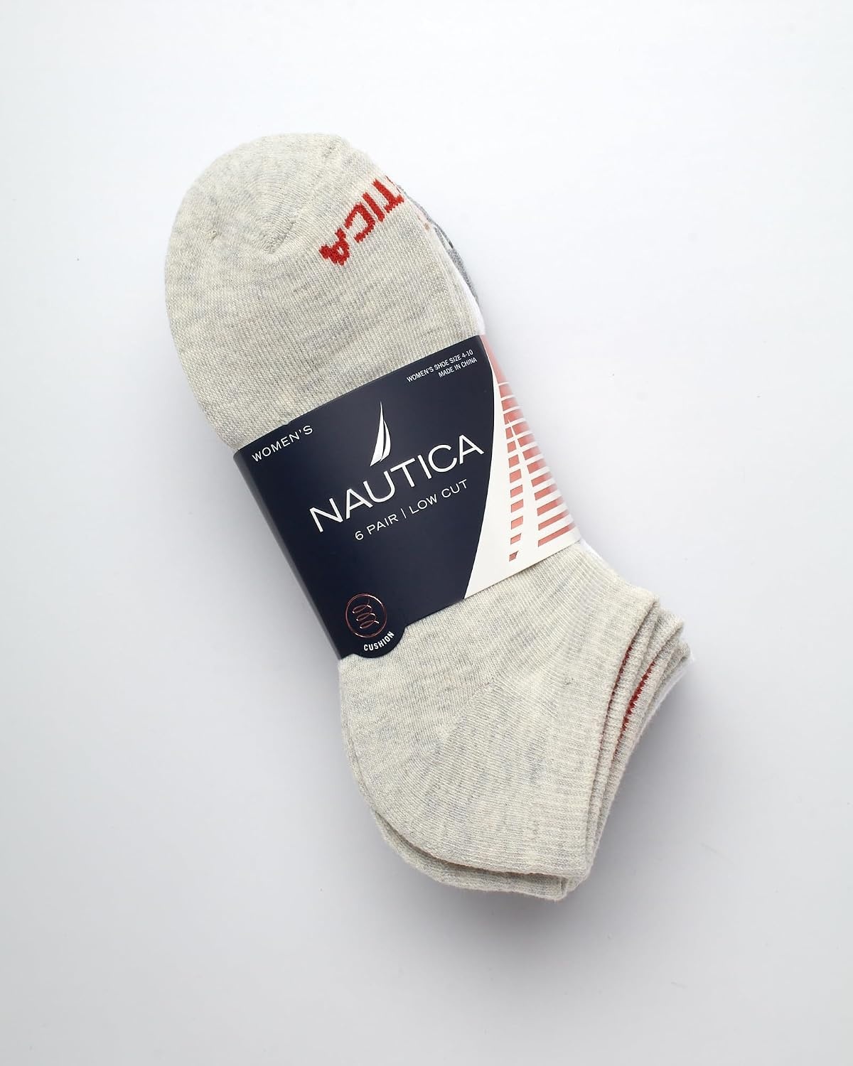 image:imageNautica Womens Low Cut Socks 6 Pack Soft Stretch Breathable Mesh Cushioned Athletic Performance No Show Socks for WomenBeigeWhiteGrey