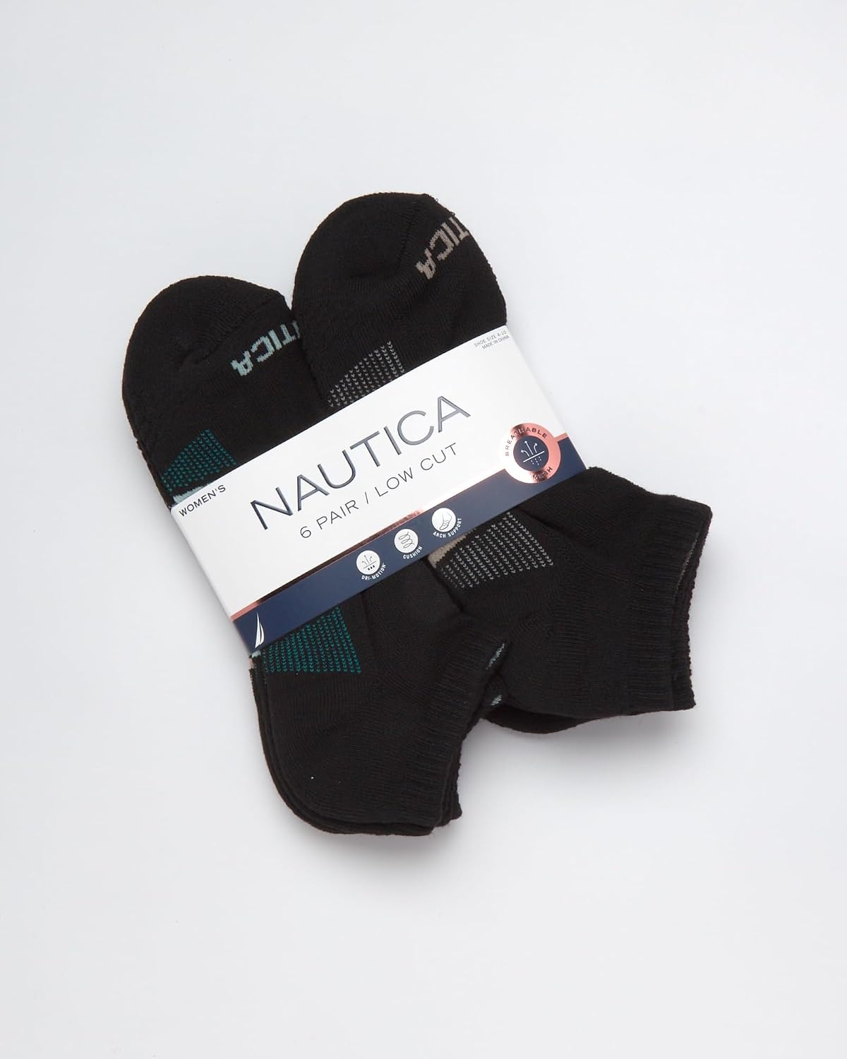 image:imageNautica Womens Low Cut Socks 6 Pack Soft Stretch Breathable Mesh Cushioned Athletic Performance No Show Socks for WomenBlack