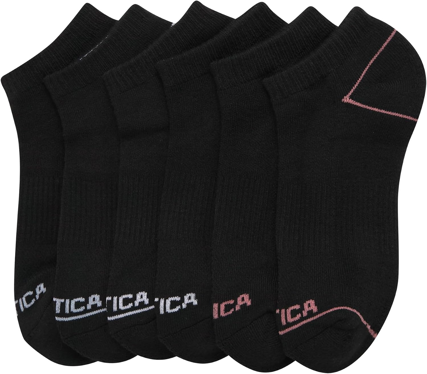image:imageNautica Womens Low Cut Socks 6 Pack Soft Stretch Breathable Mesh Cushioned Athletic Performance No Show Socks for WomenBlack Logo
