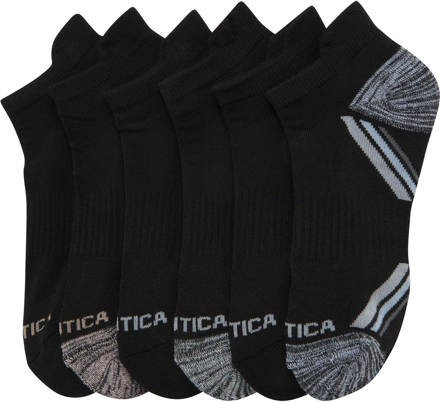image:imageNautica Womens Low Cut Socks 6 Pack Soft Stretch Breathable Mesh Cushioned Athletic Performance No Show Socks for WomenBlack Tab