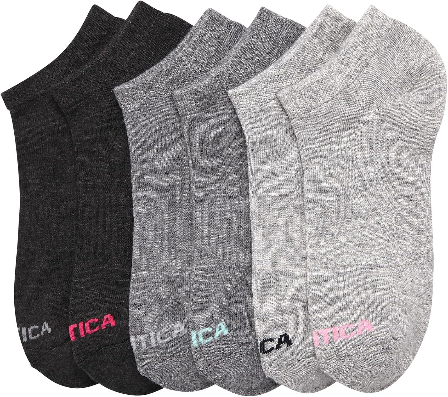 image:imageNautica Womens Low Cut Socks 6 Pack Soft Stretch Breathable Mesh Cushioned Athletic Performance No Show Socks for WomenGrey Assorted
