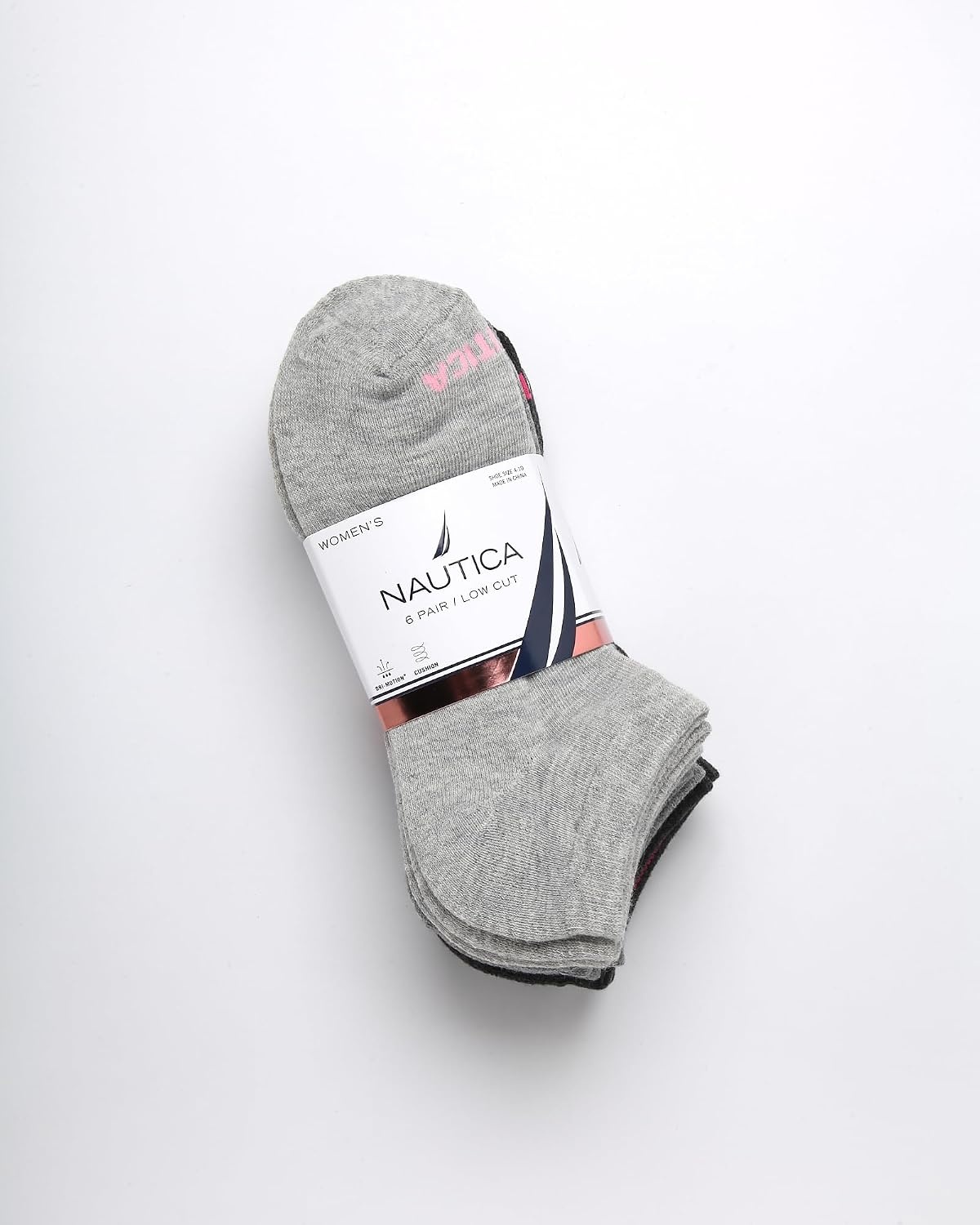 image:imageNautica Womens Low Cut Socks 6 Pack Soft Stretch Breathable Mesh Cushioned Athletic Performance No Show Socks for WomenGrey Assorted