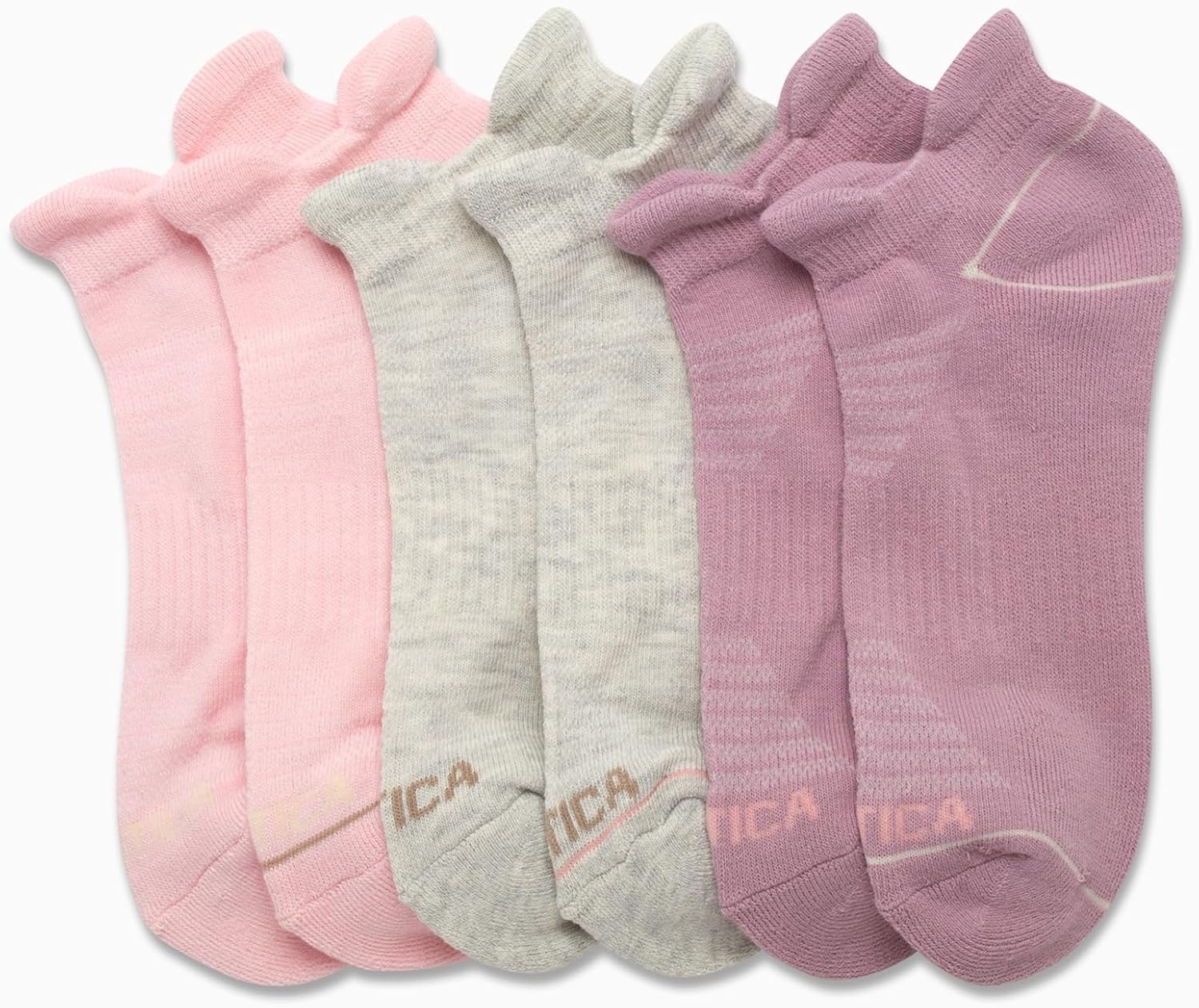 image:imageNautica Womens Low Cut Socks 6 Pack Soft Stretch Breathable Mesh Cushioned Athletic Performance No Show Socks for WomenMauve Tab
