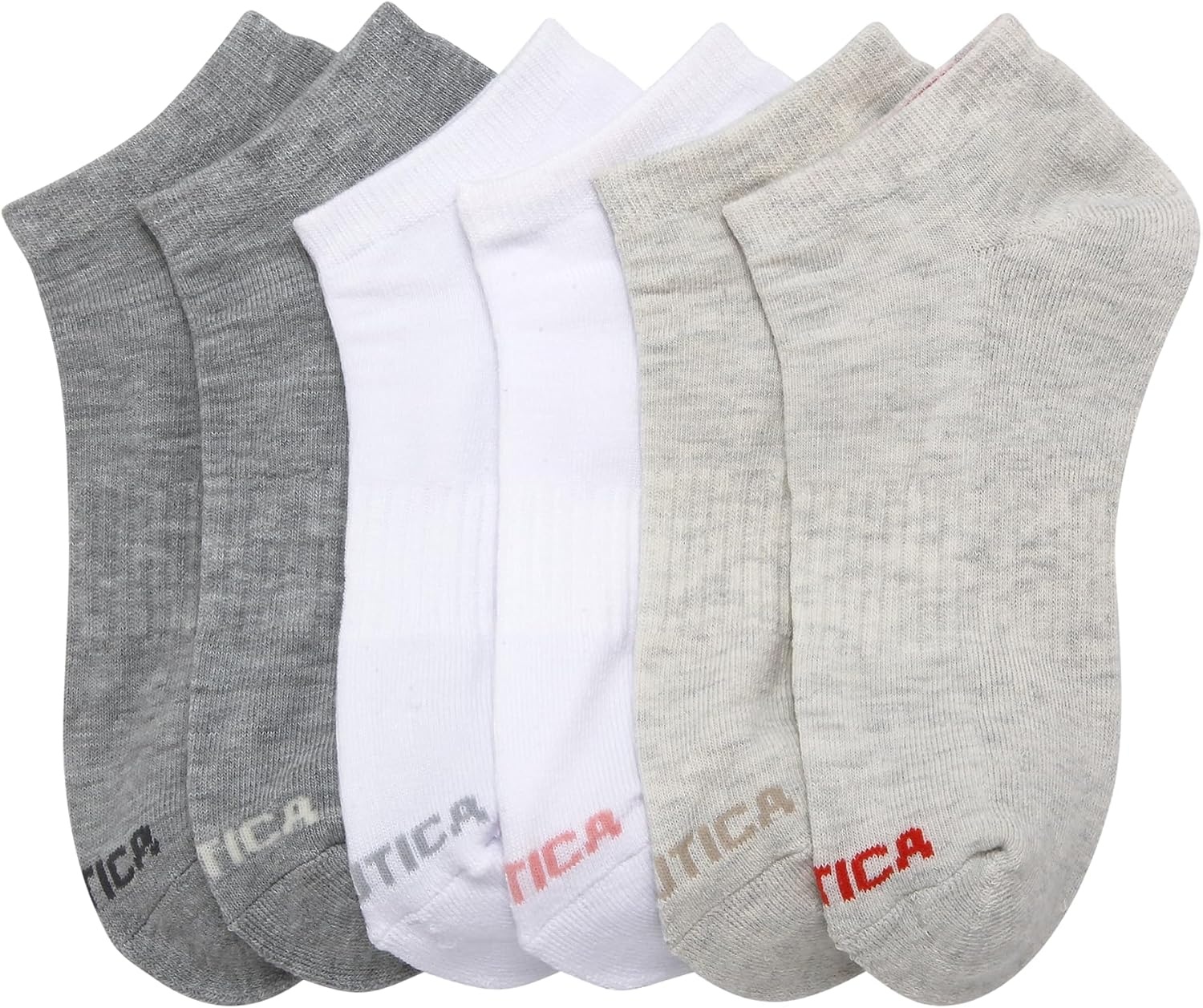 image:imageNautica Womens Low Cut Socks 6 Pack Soft Stretch Breathable Mesh Cushioned Athletic Performance No Show Socks for WomenOatmeal Heather Assorted