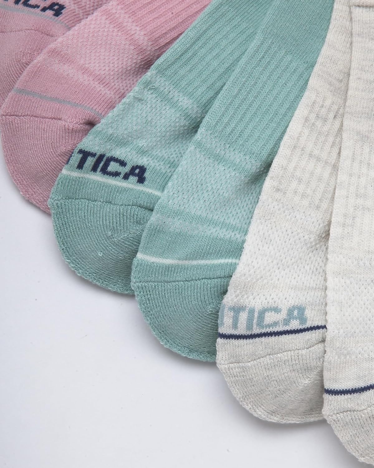 image:imageNautica Womens Low Cut Socks 6 Pack Soft Stretch Breathable Mesh Cushioned Athletic Performance No Show Socks for WomenOatmealHeather Grey Asst