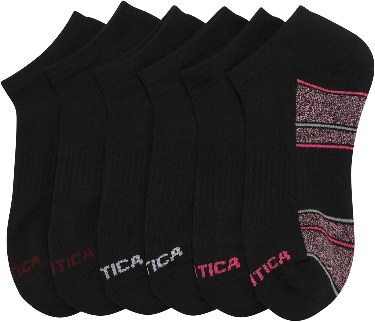image:imageNautica Womens Low Cut Socks 6 Pack Soft Stretch Breathable Mesh Cushioned Athletic Performance No Show Socks for WomenSolid Black
