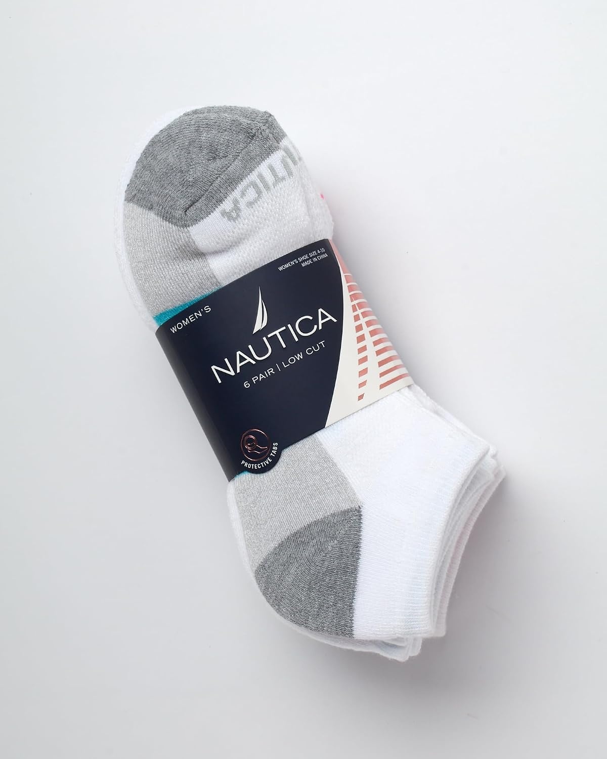 image:imageNautica Womens Low Cut Socks 6 Pack Soft Stretch Breathable Mesh Cushioned Athletic Performance No Show Socks for WomenWhiteBlue