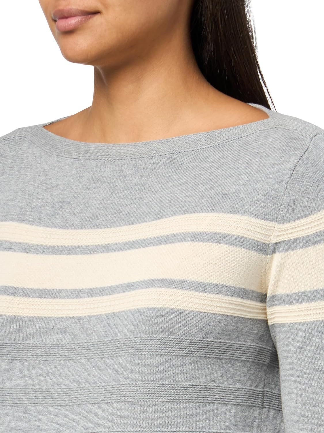 image:imageNautica Womens Mariner Stripe Pullover Boatneck Long SleeveHeather Mist Multi