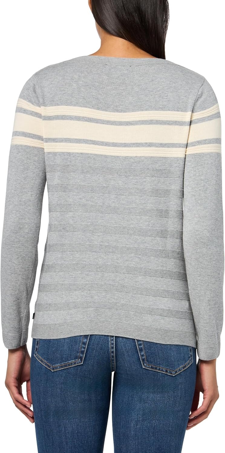 image:imageNautica Womens Mariner Stripe Pullover Boatneck Long SleeveHeather Mist Multi